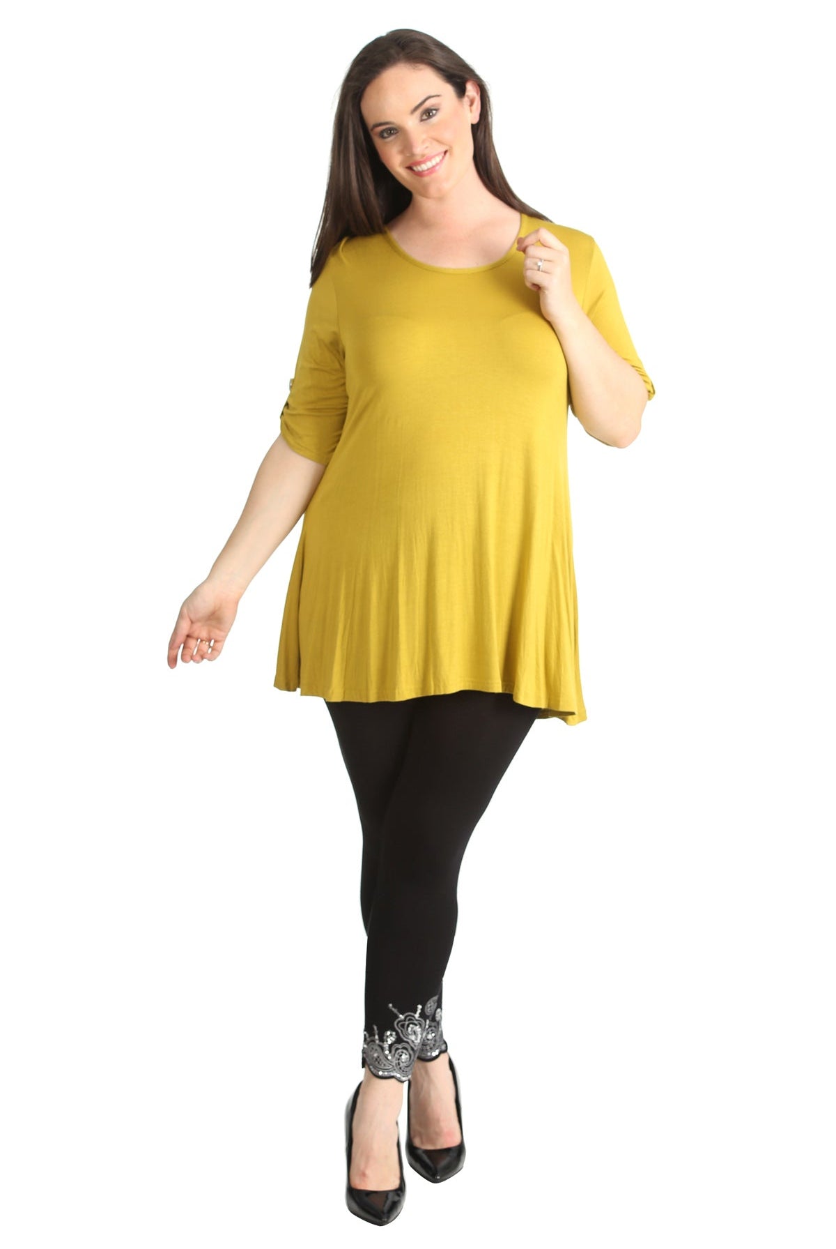 Scoop Neck Flared Ladies Plain Top Tops WearAll