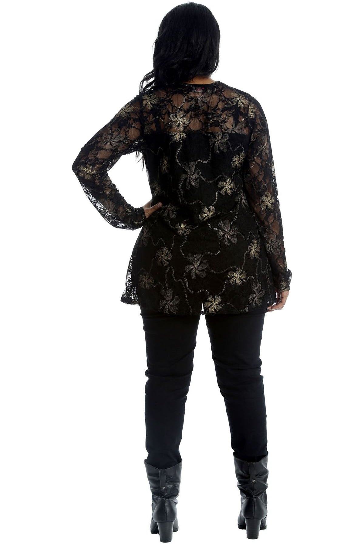 Lurex Glitter Lined Print Long Sleeve Dress WearAll