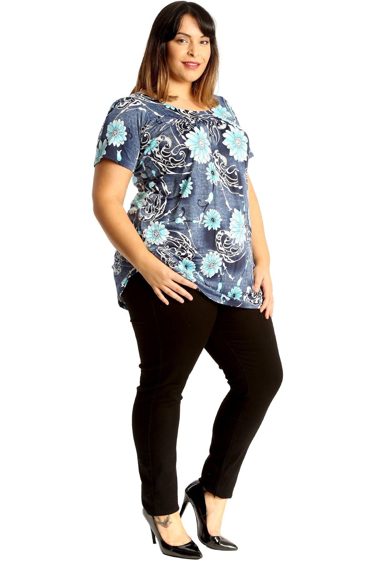 Floral Print Smock Tunic T-Shirt Top Tops WearAll