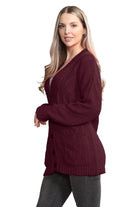 Plus Size Cable Knitted Button Cardigan Knitted Cardigan WearAll