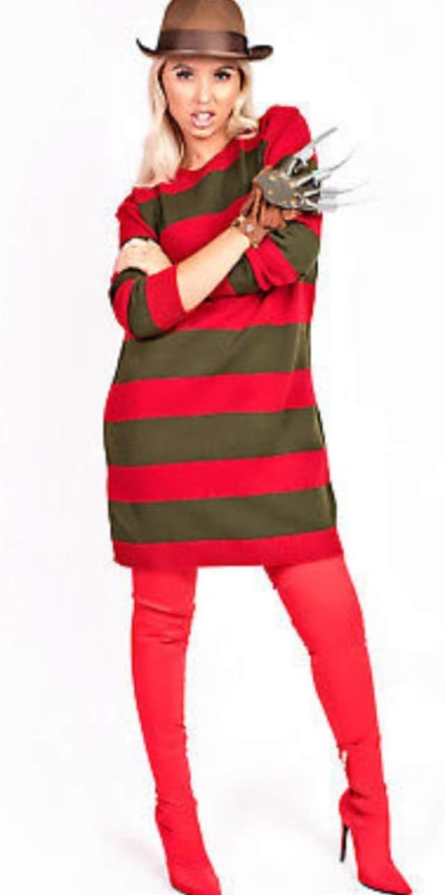 Red Green Stripe Knitted Dress Halloween Party Costume Jumper Jumper WearAll