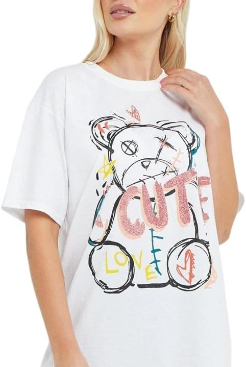 Cute Teddy T-Shirt WearAll White 8-10