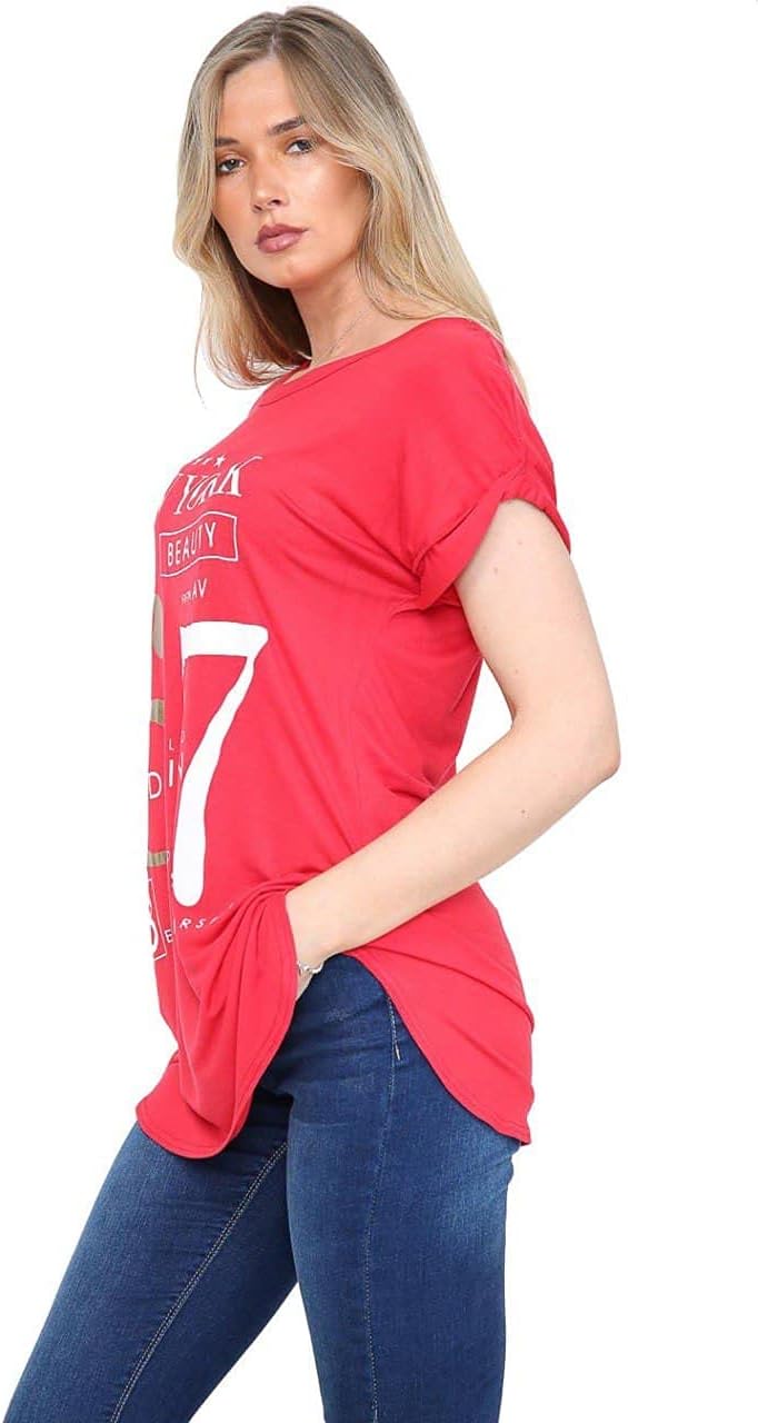 New York Slogan Print Short SleeveT-Shirt Top Tops WearAll