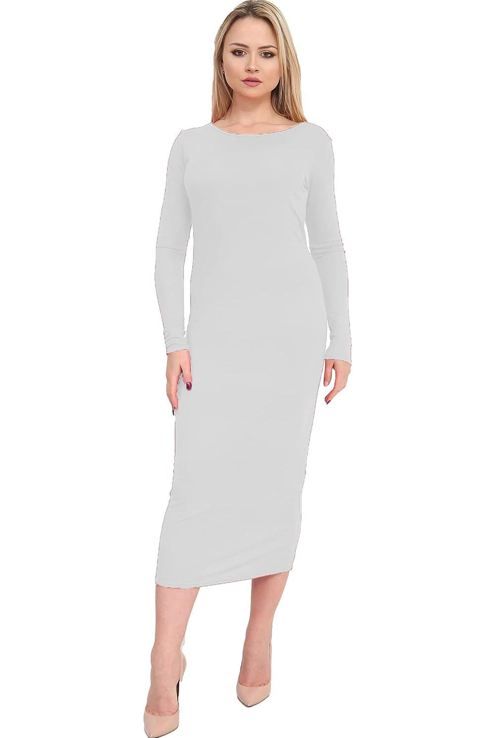 Bodycon Stretch Plain Midi Dress Dress WearAll