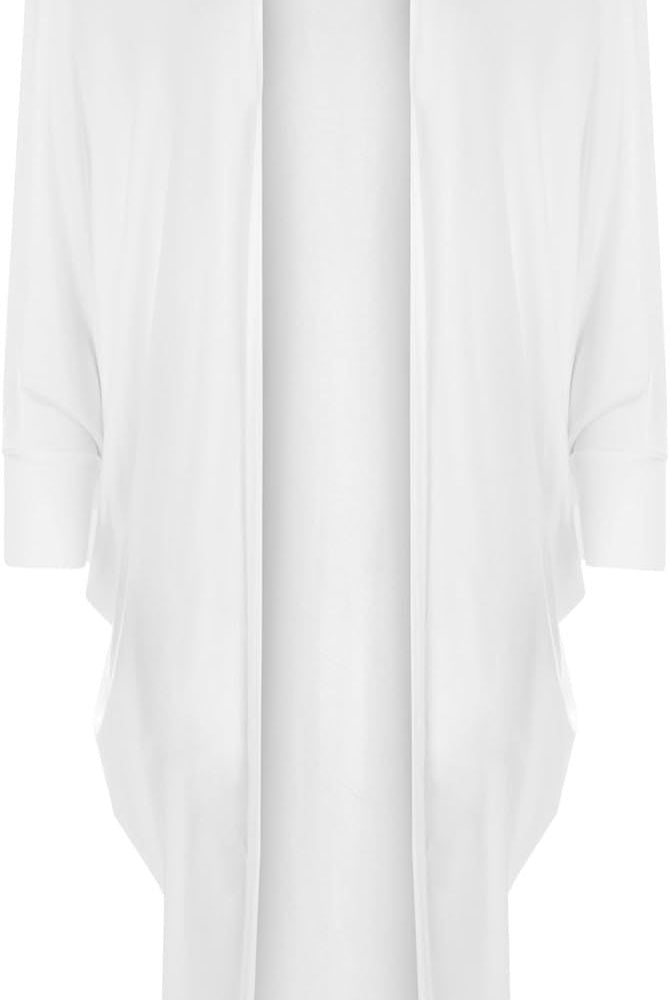 Batwing Long Open Cardigan Top Maxi Cardigan WearAll White 8-10