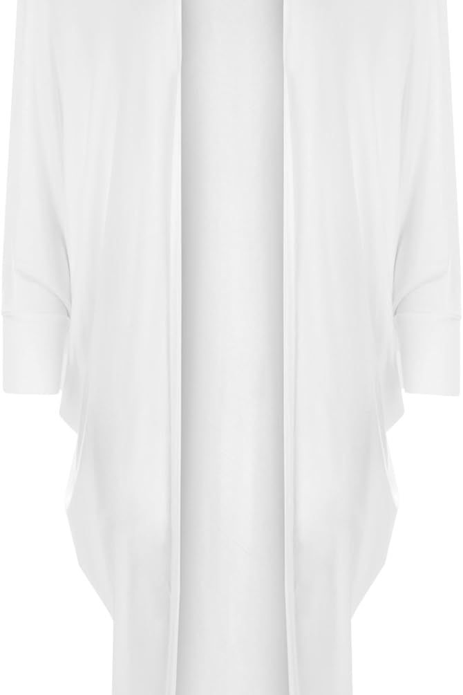 Plus Size Batwing Long Open Cardigan Top Maxi Cardigan WearAll White 16-18