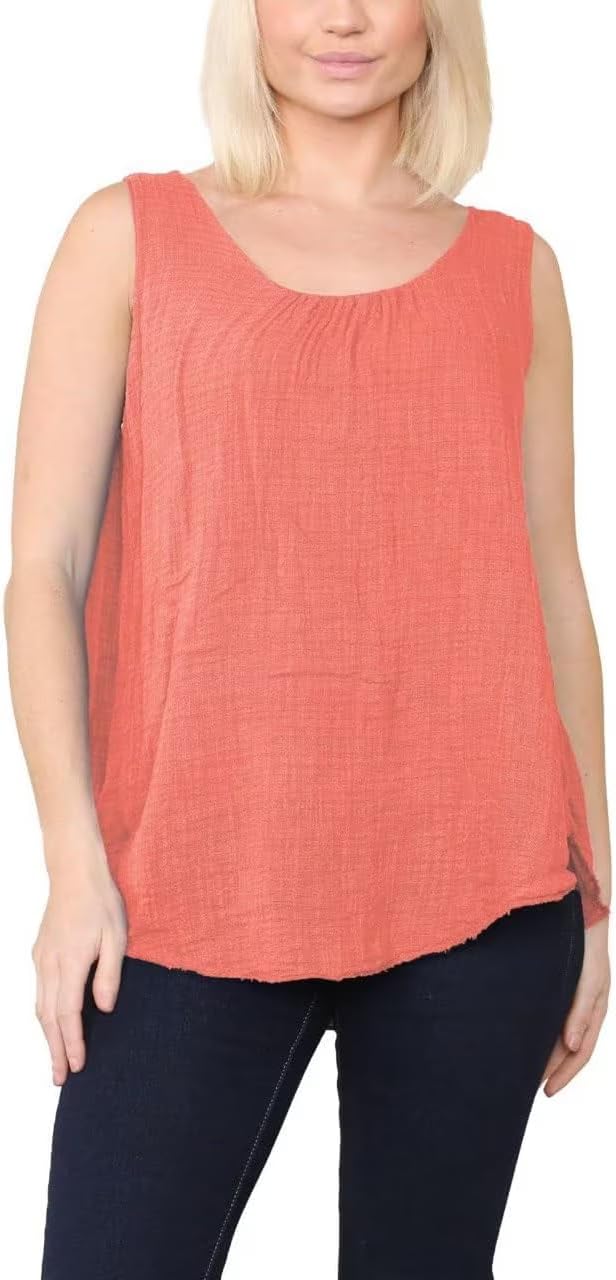 Sleeveless Vest Top Tops WearAll Coral 8