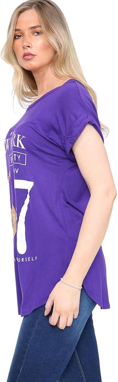 New York Slogan Print Short SleeveT-Shirt Top Tops WearAll