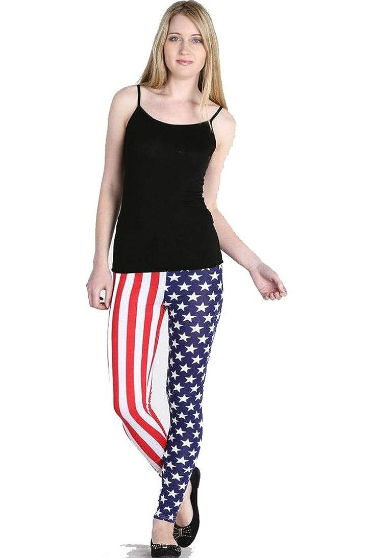 USA Flag Print Leggings Leggings WearAll