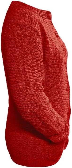 Women's Knitted Winter Cardigan Long Sleeve Warmth with Crew Neck & Ribbed Knit Cardigan WearAll