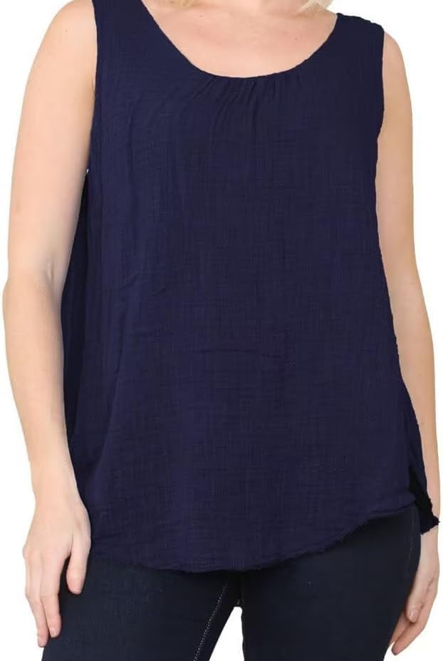 Sleeveless Vest Top Tops WearAll Navy 8