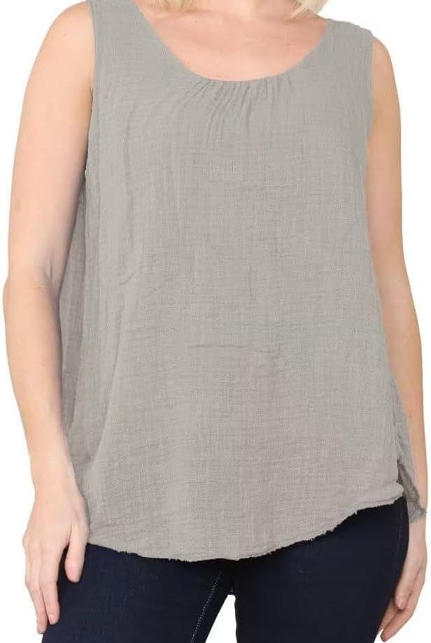 Sleeveless Vest Top Tops WearAll Beige 8