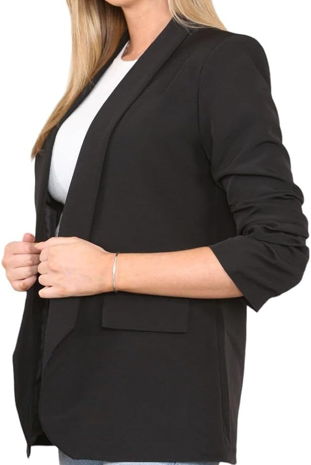 Ruched Sleeve Blazer Jacket WearAll