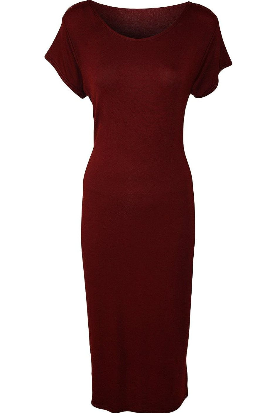 Plain Short Sleeve Jersey Midi Dress Dress WearAll