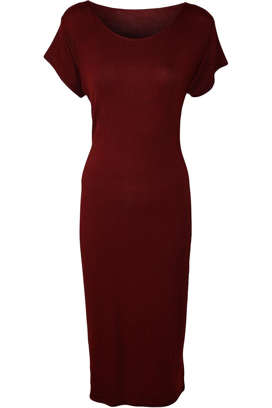 Plain Short Sleeve Jersey Midi Dress Dress WearAll