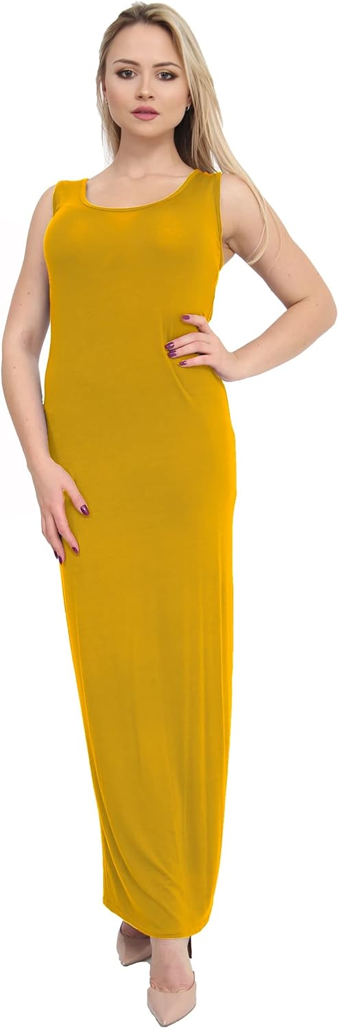 Racer Back Maxi Dress Dress WearAll Mustard 12-14