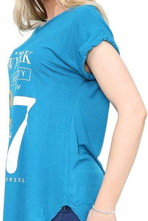 New York Slogan Print Short SleeveT-Shirt Top Tops WearAll