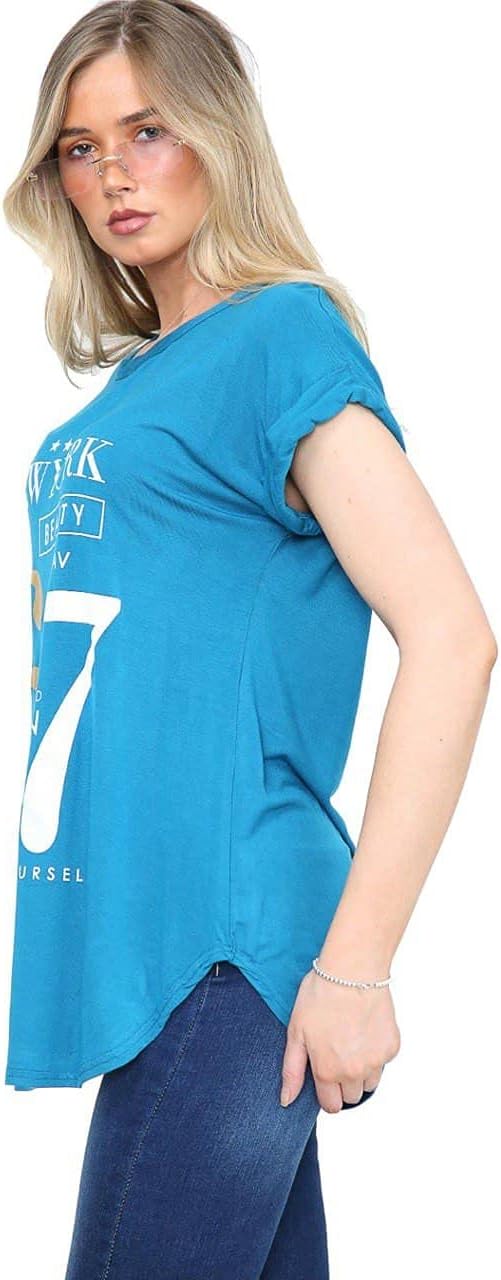 New York Slogan Print Short SleeveT-Shirt Top Tops WearAll