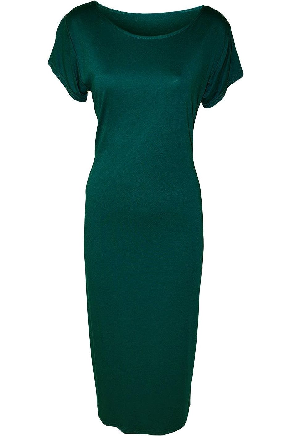 Plain Short Sleeve Jersey Midi Dress Dress WearAll