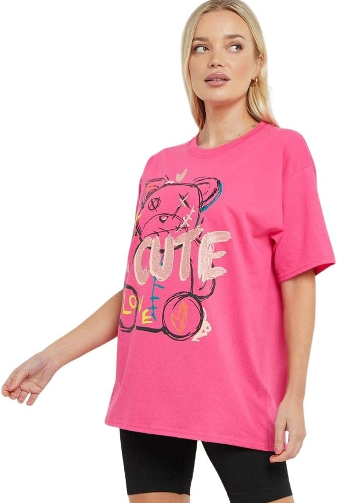 Cute Teddy T-Shirt WearAll Pink 8-10