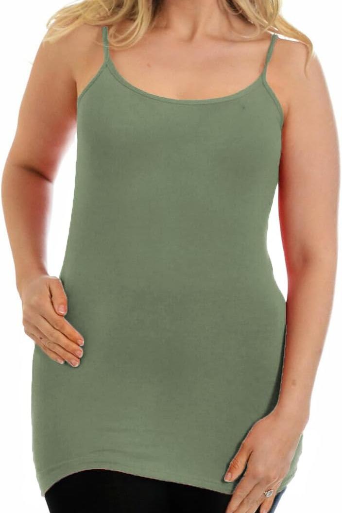 Cami Stretch Vest Scoop Neck Top Tops WearAll Khaki 8-10