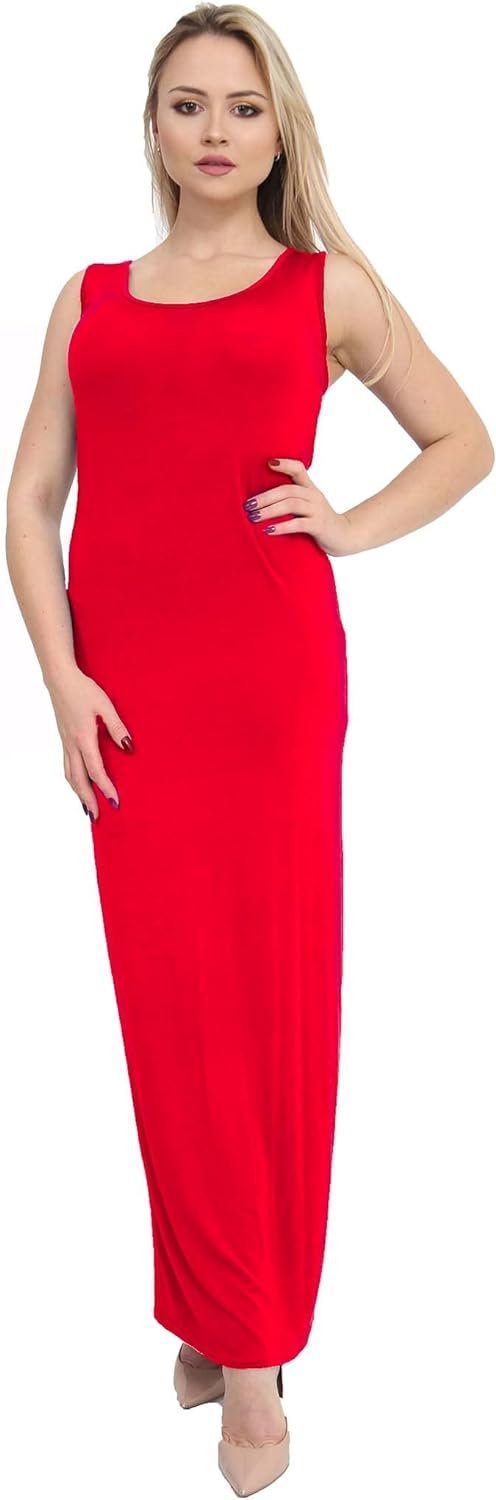 Racer Back Maxi Dress Dress WearAll Red 12-14