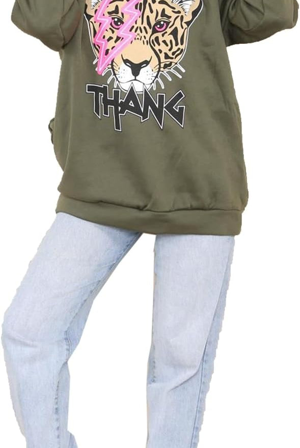 Wild Thang Tiger Print Hooded Sweatshirt Jumper Hoodies & Pullover WearAll