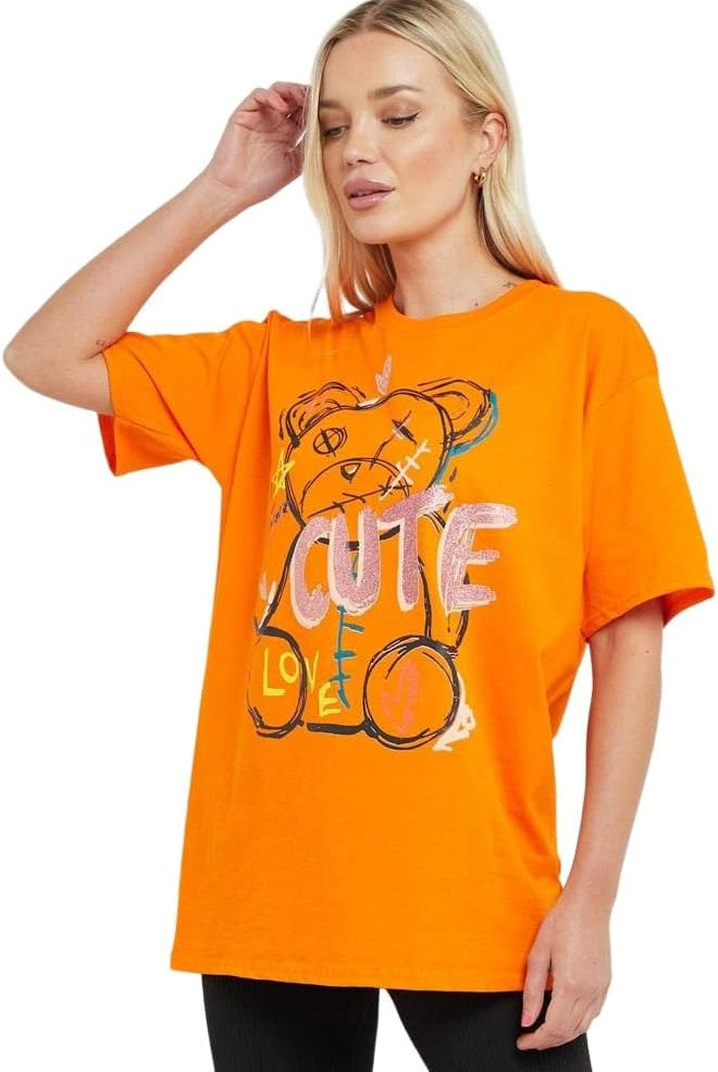 Cute Teddy T-Shirt WearAll Orange 8-10