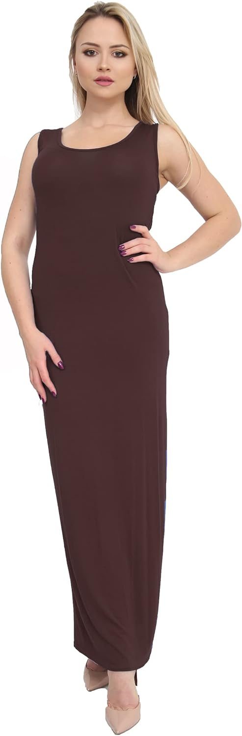 Racer Back Maxi Dress Dress WearAll Brown 8-10