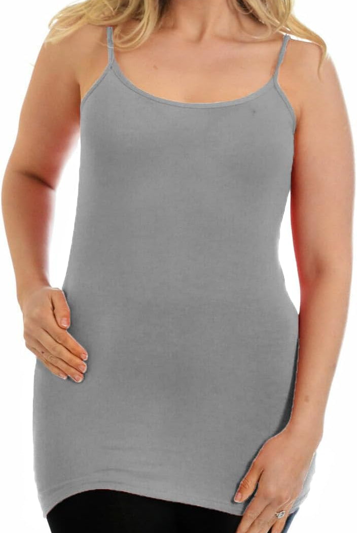 Cami Stretch Vest Scoop Neck Top Tops WearAll Light Grey 8-10