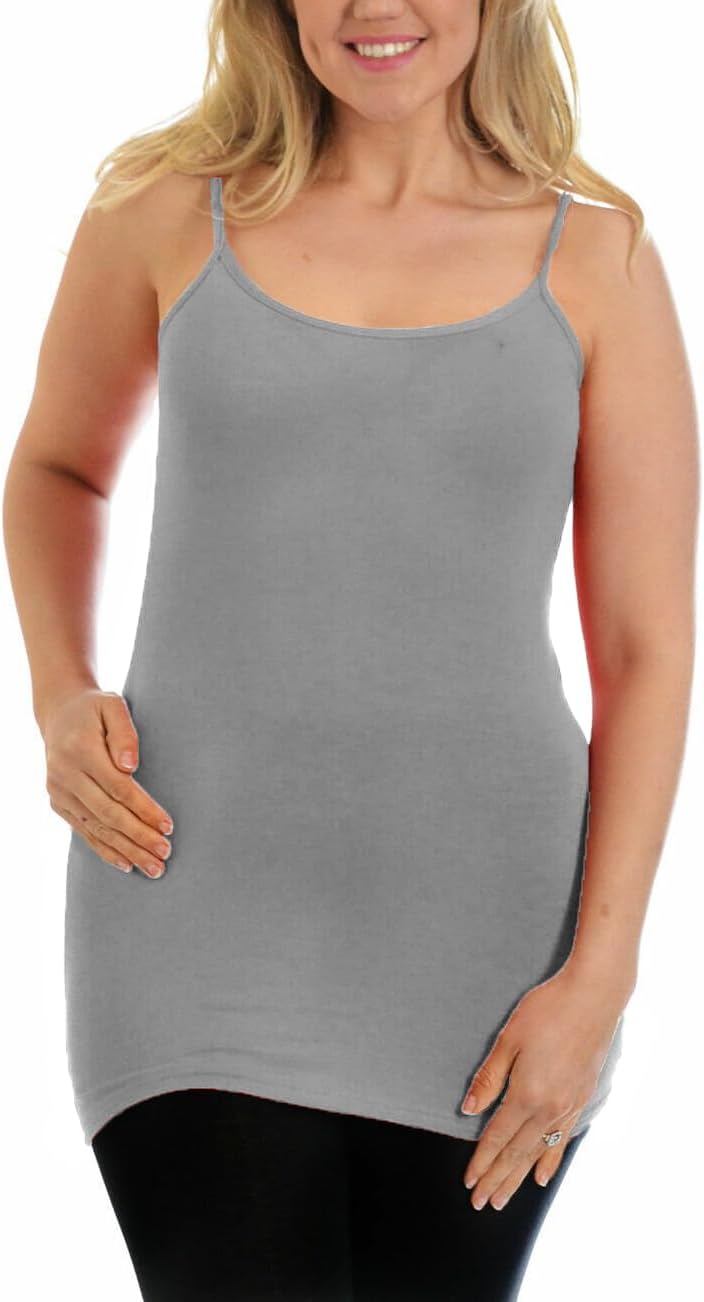 Cami Stretch Vest Scoop Neck Top Tops WearAll Light Grey 8-10