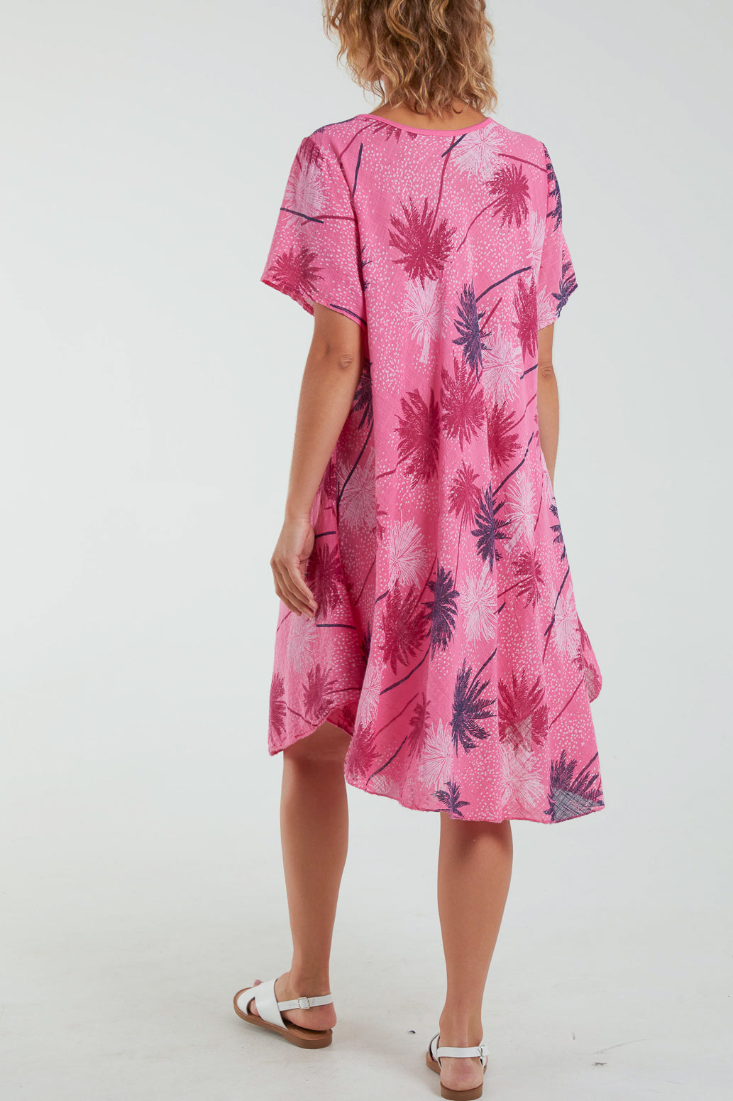 Palm Tree Short Sleeve Midi Dress Dresses WearAll