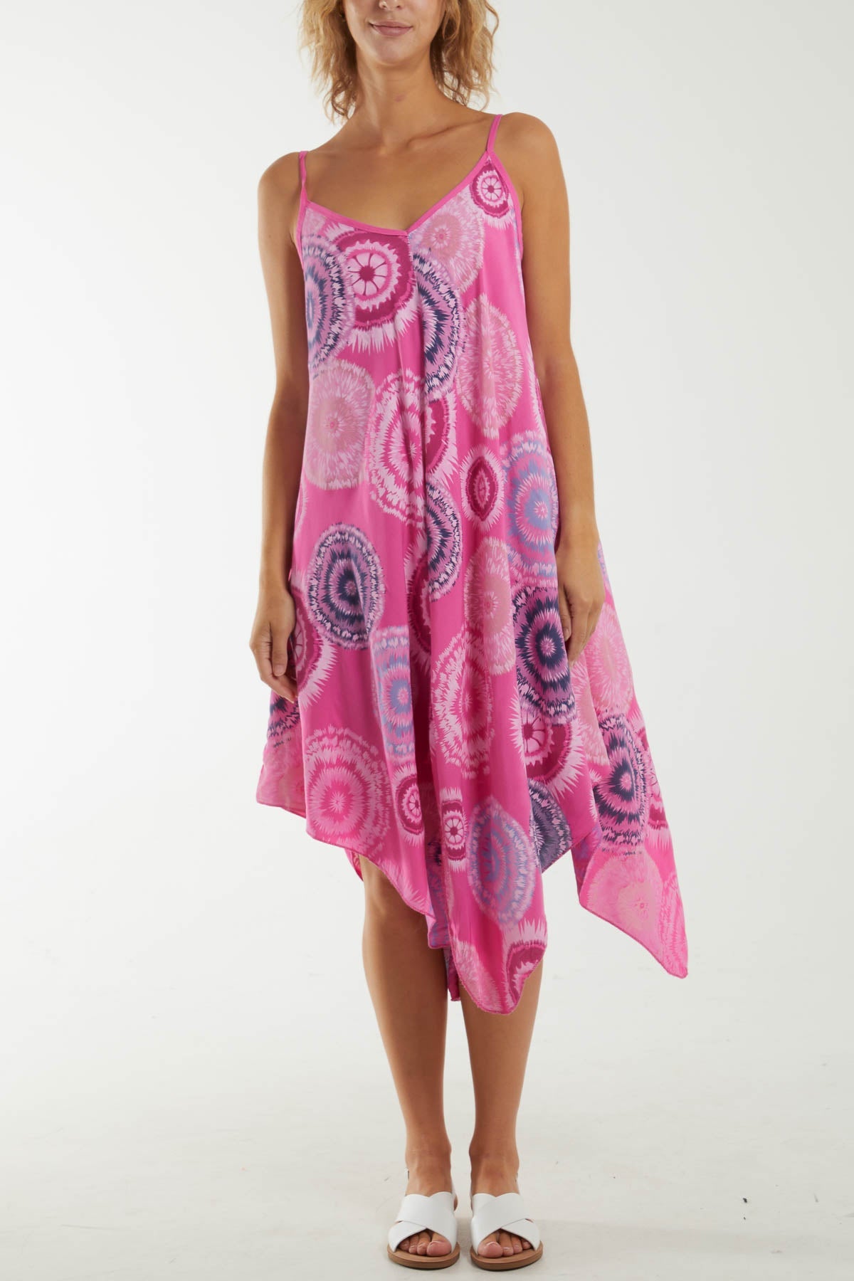 Kaleidoscope Hanky Hem Cami Dress Dresses WearAll Fuchsia One Size