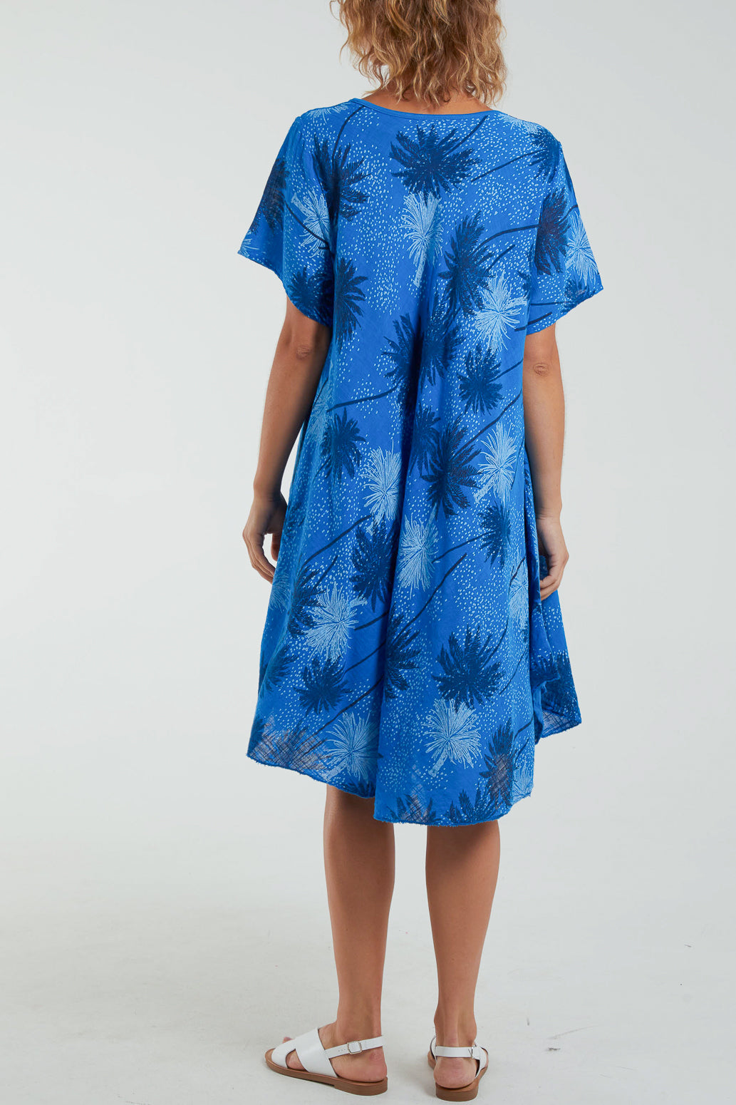 Palm Tree Short Sleeve Midi Dress Dresses WearAll