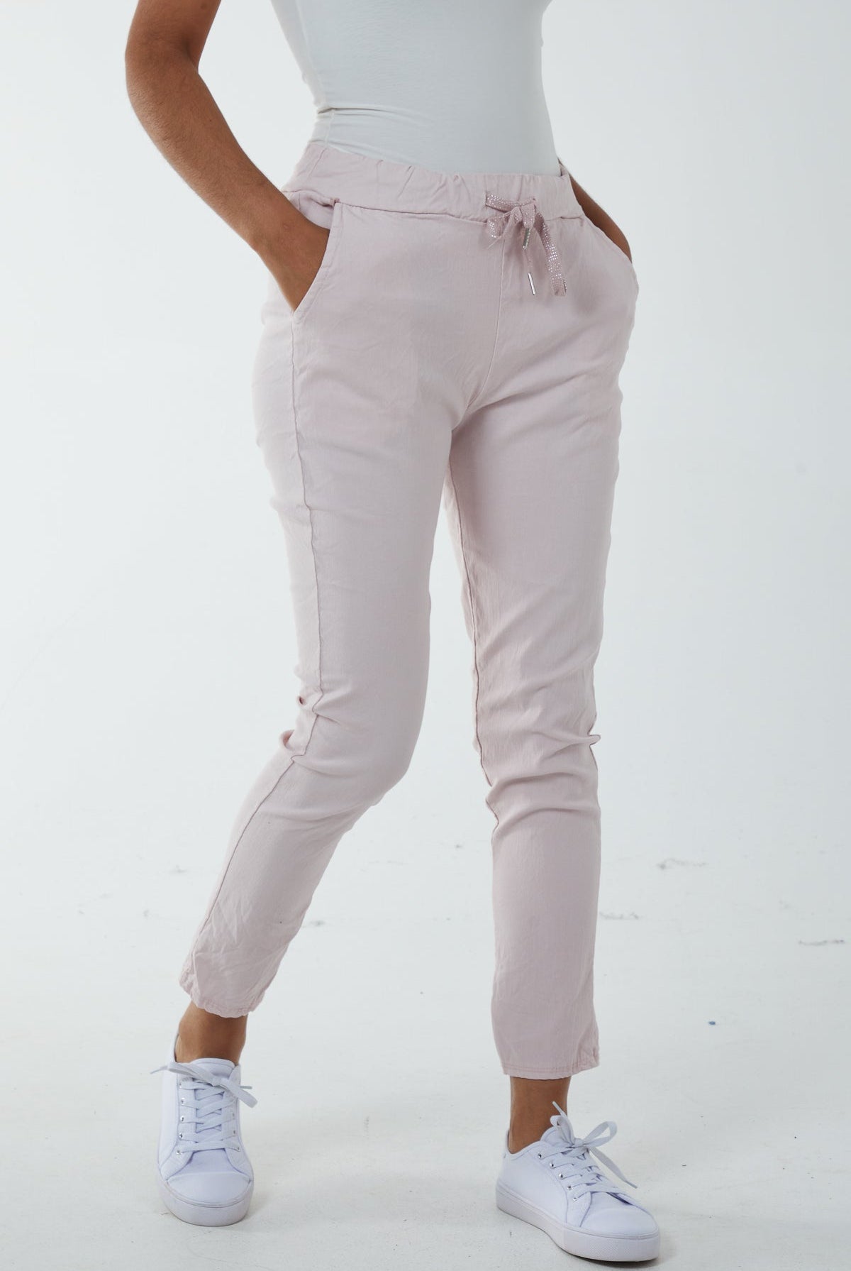Magic Plain Super Stretch Crushed Trousers TRS1 WearAll Pink One Size