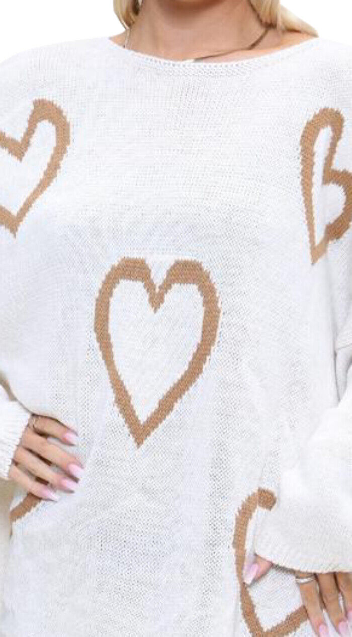 Heart Print Oversized Jumper Jumper & Cardigan WearAll