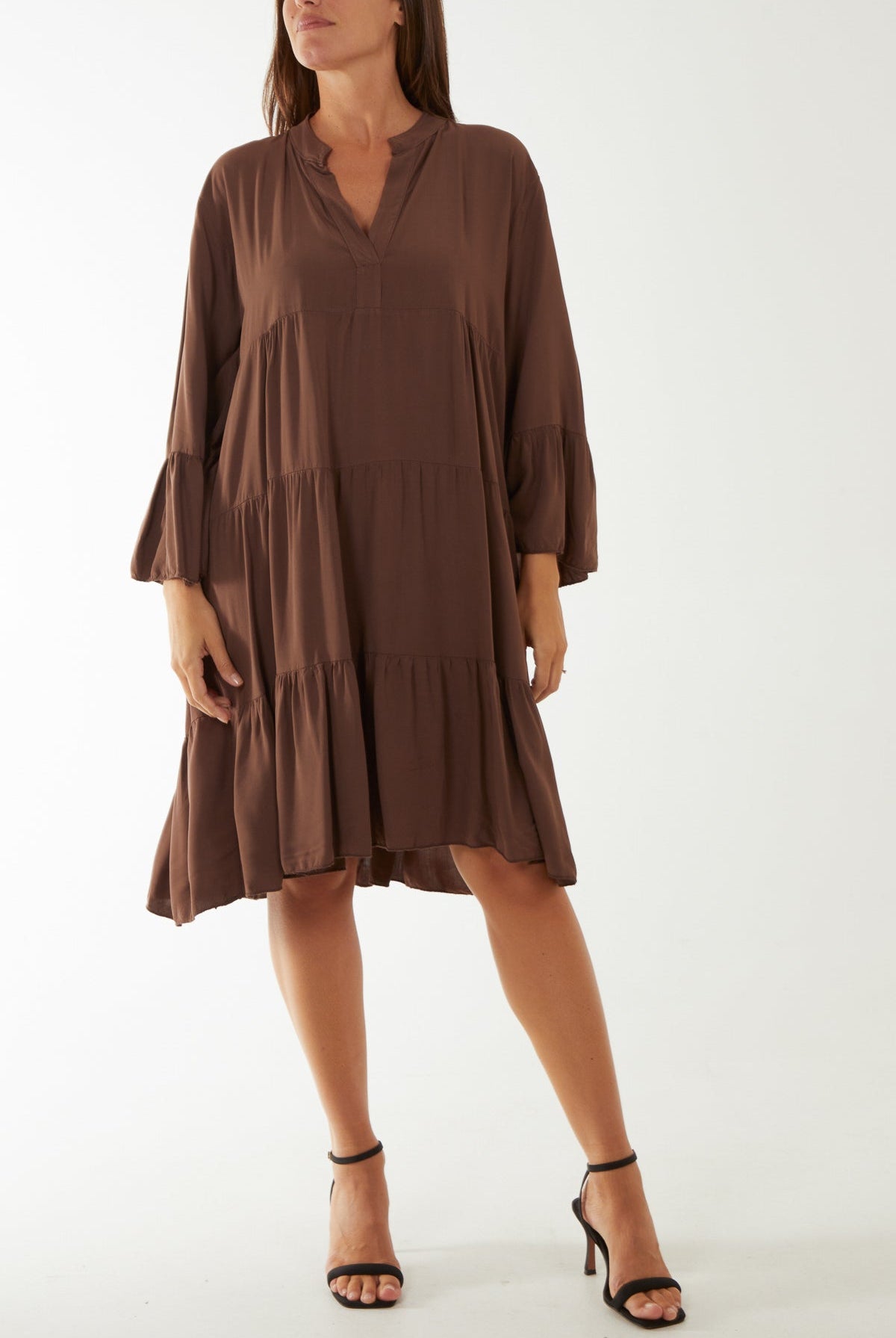 Flare Smock Dress Dress WearAll Chocolate One Size