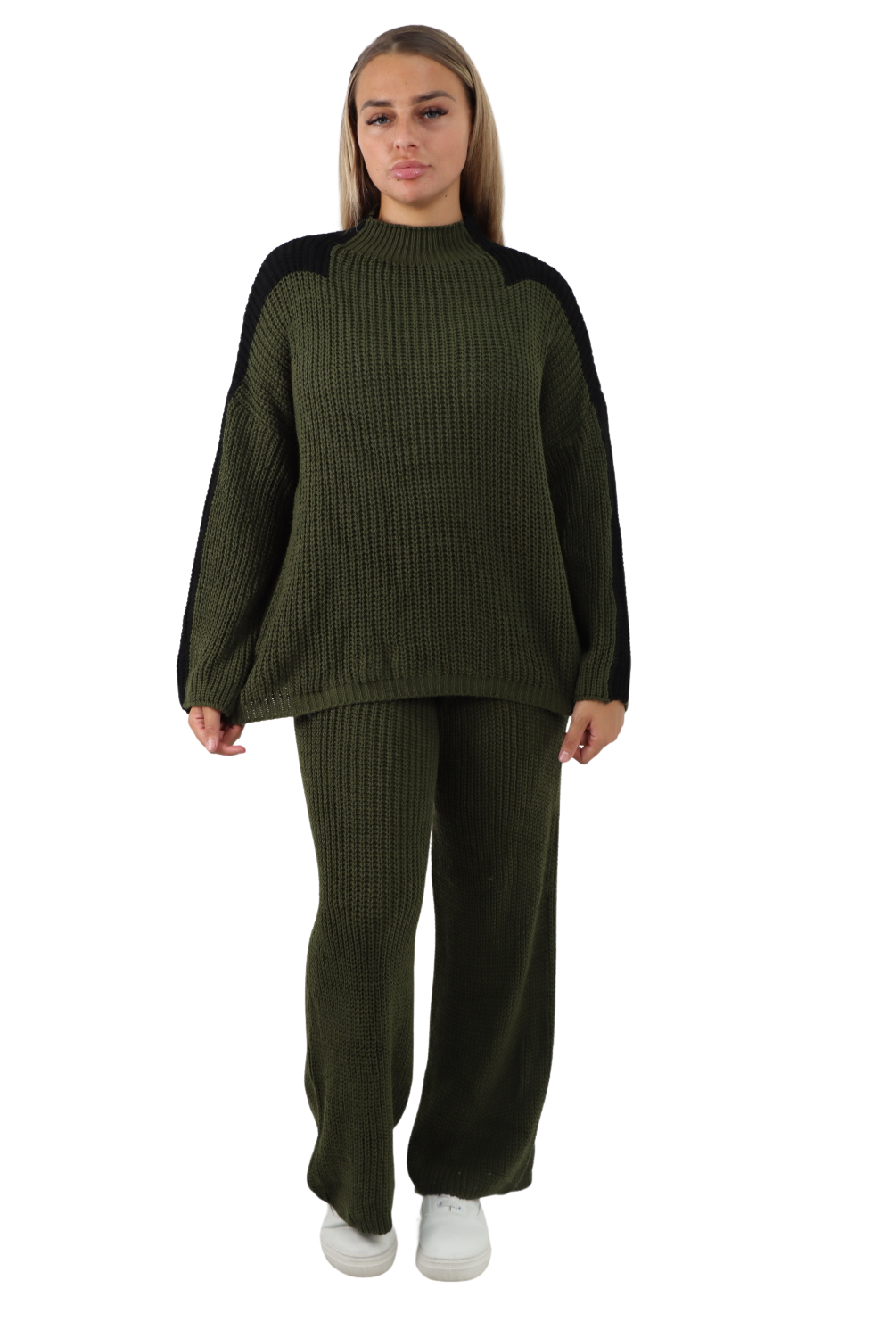 Italian Contrast Panel Knitted Top and Trouser Dresses WearAll