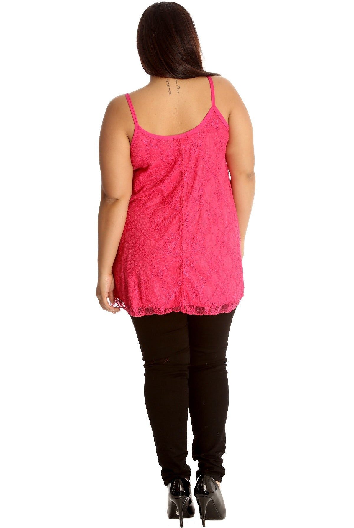 Plus Size Lace Chiffon Sheer Swing Vest Top WearAll