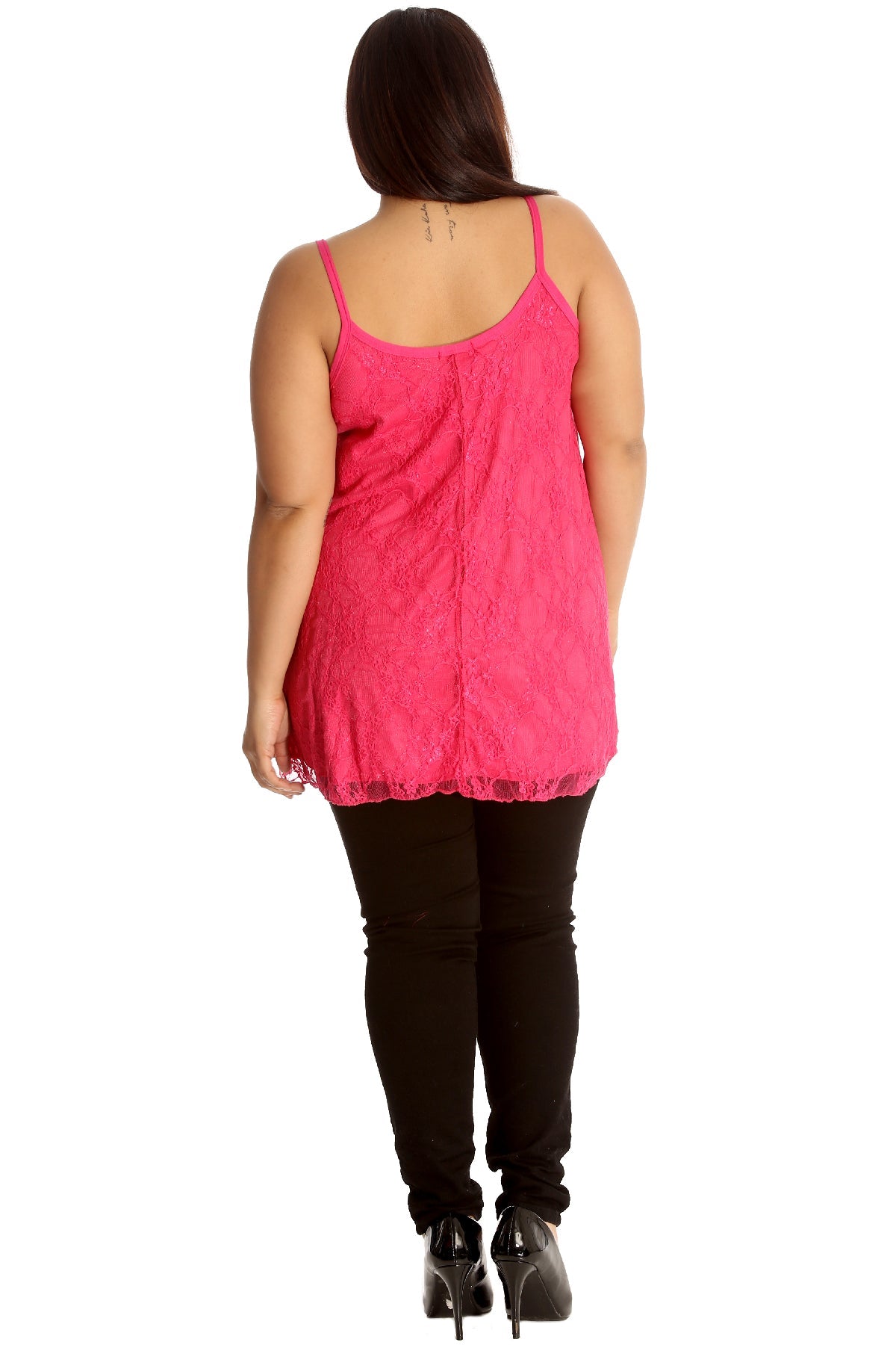 Lace Chiffon Sheer Lined Swing Vest Tops WearAll