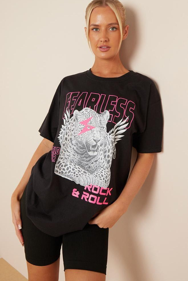 Fearless Print T-Shirt Top WearAll