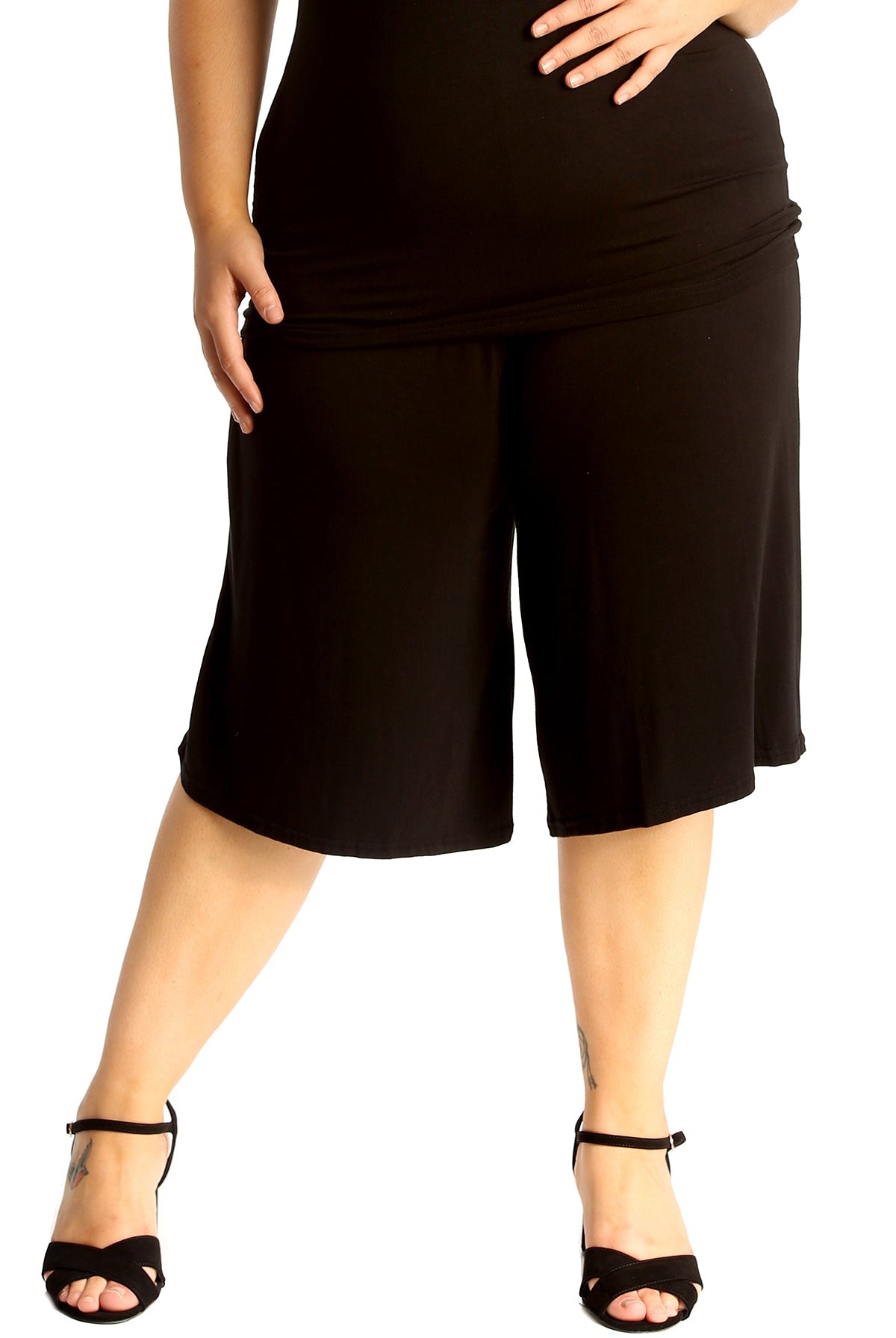 Plus Size Plain Viscose Culottes Shorts WearAll