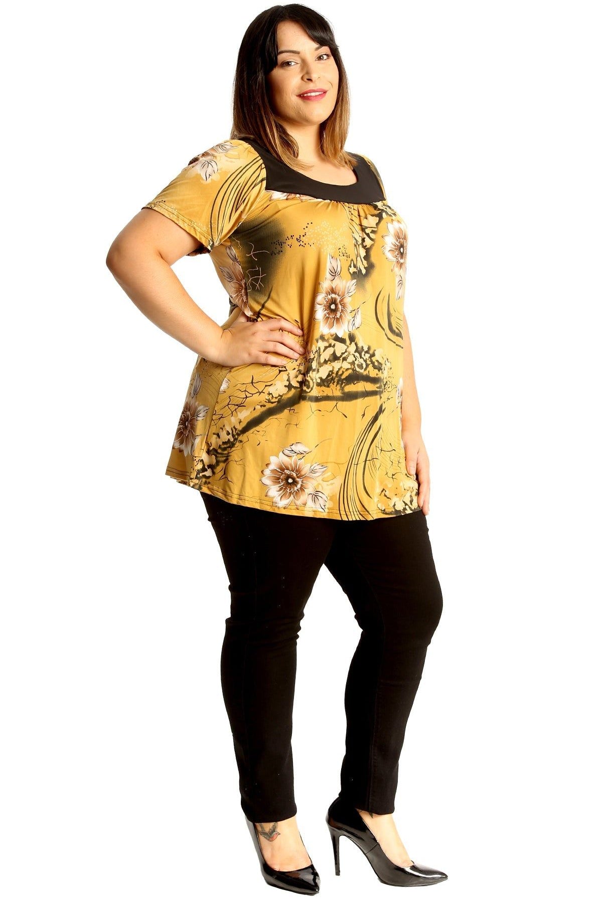 Floral Print Smock Tunic T-Shirt Top Tops WearAll
