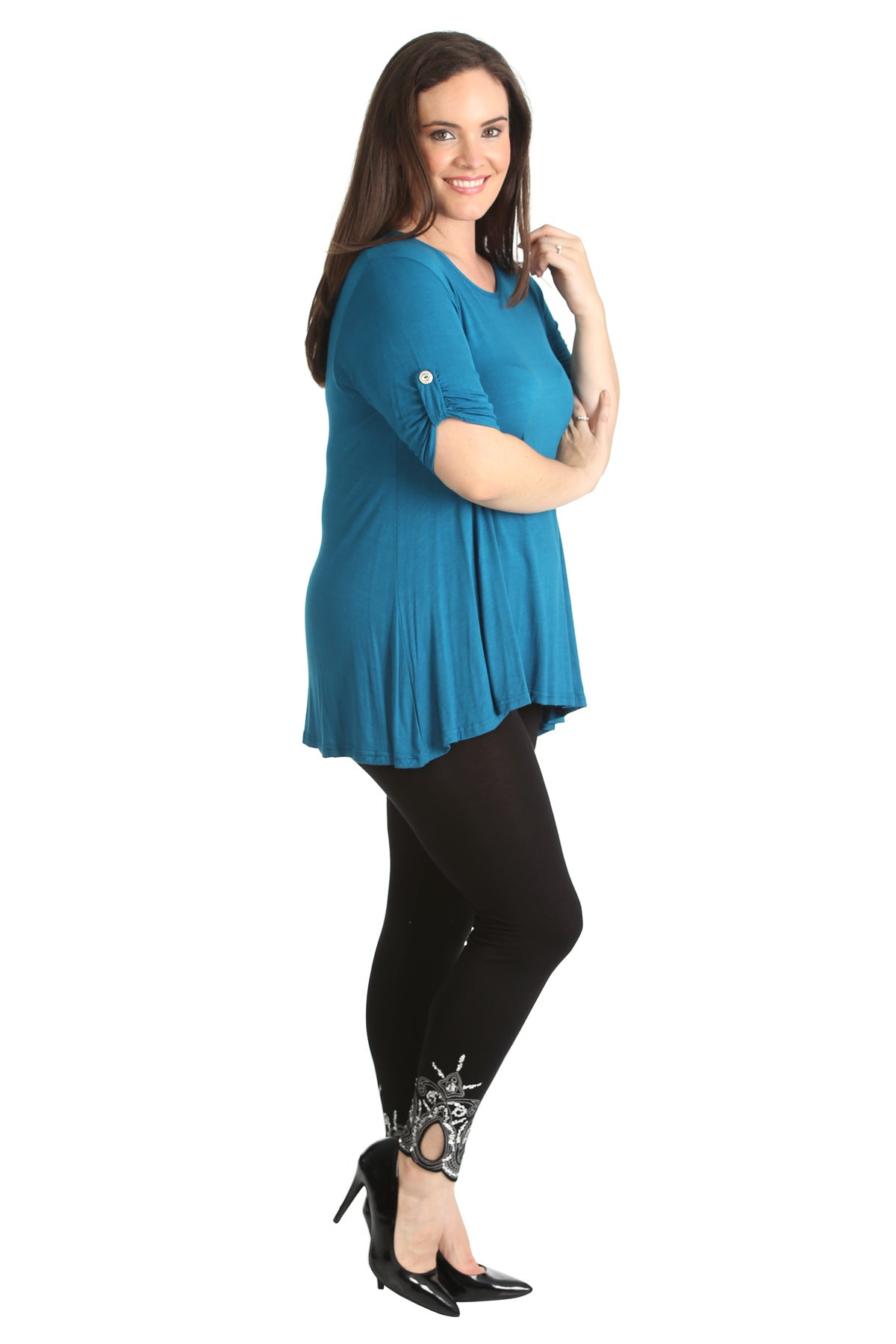 Womens Scoop Neck Flared Ladies Plain Tops Tops WearAll