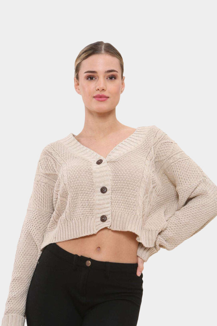 Long Sleeve Cropped Cardigan Jumper & Cardigan WearAll