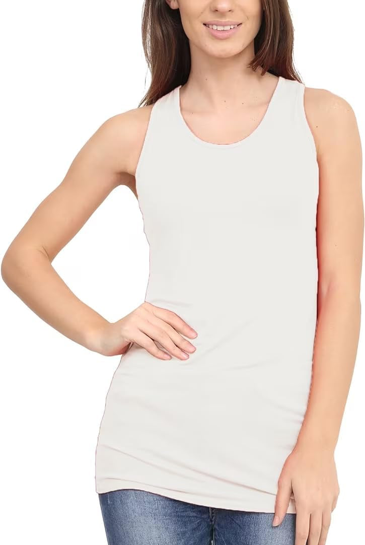 Racer Back Bodycon Vest Top Top WearAll Cream 8-10