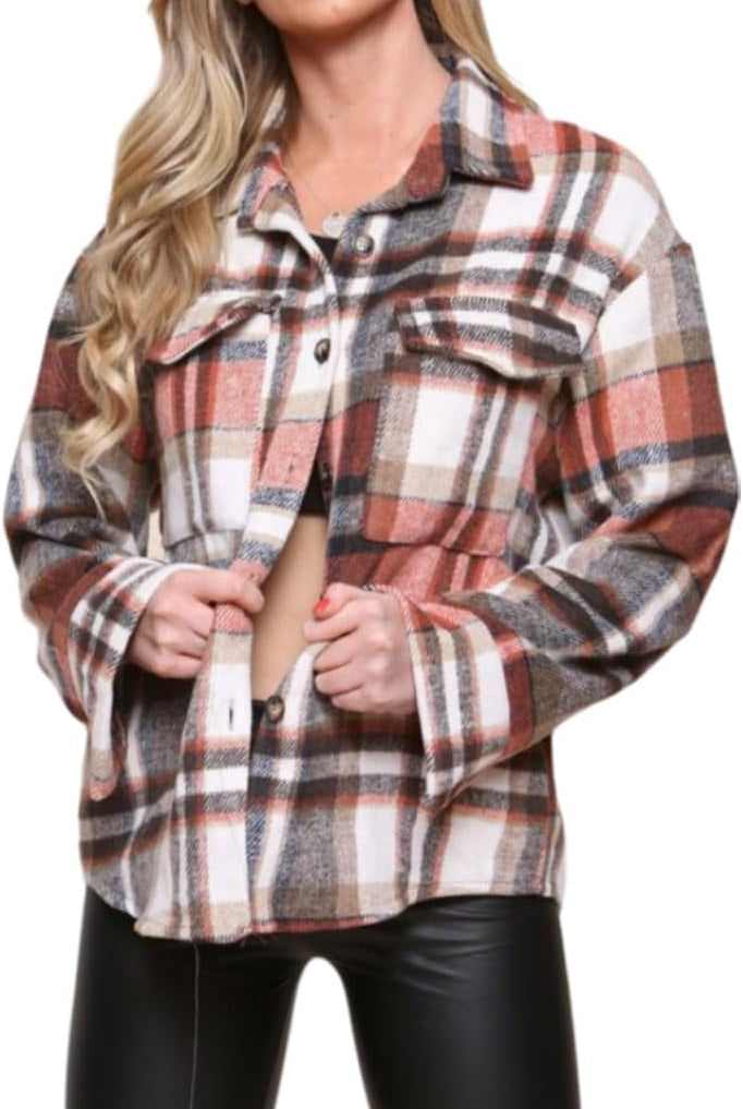 Checked Shirt Boyfriend Shacket Casual Jacket Jacket WearAll