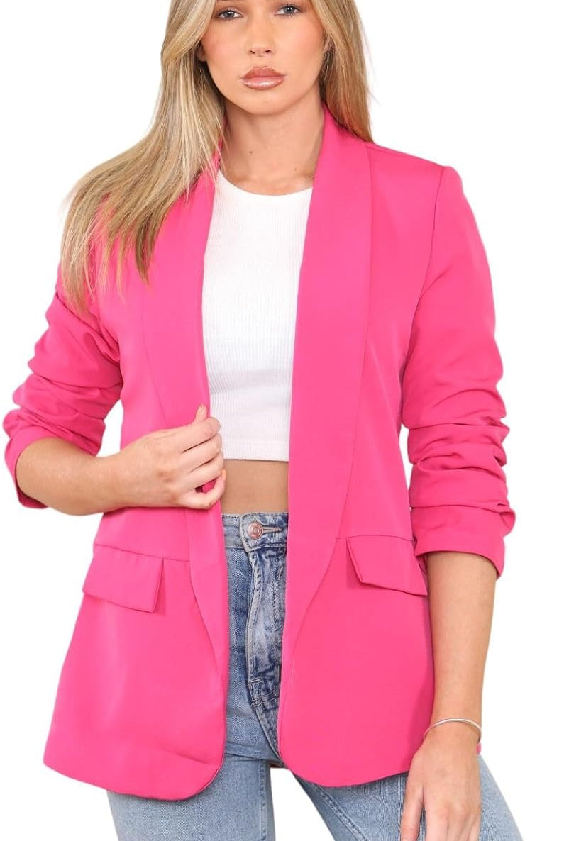 Ruched Sleeve Blazer Jacket WearAll