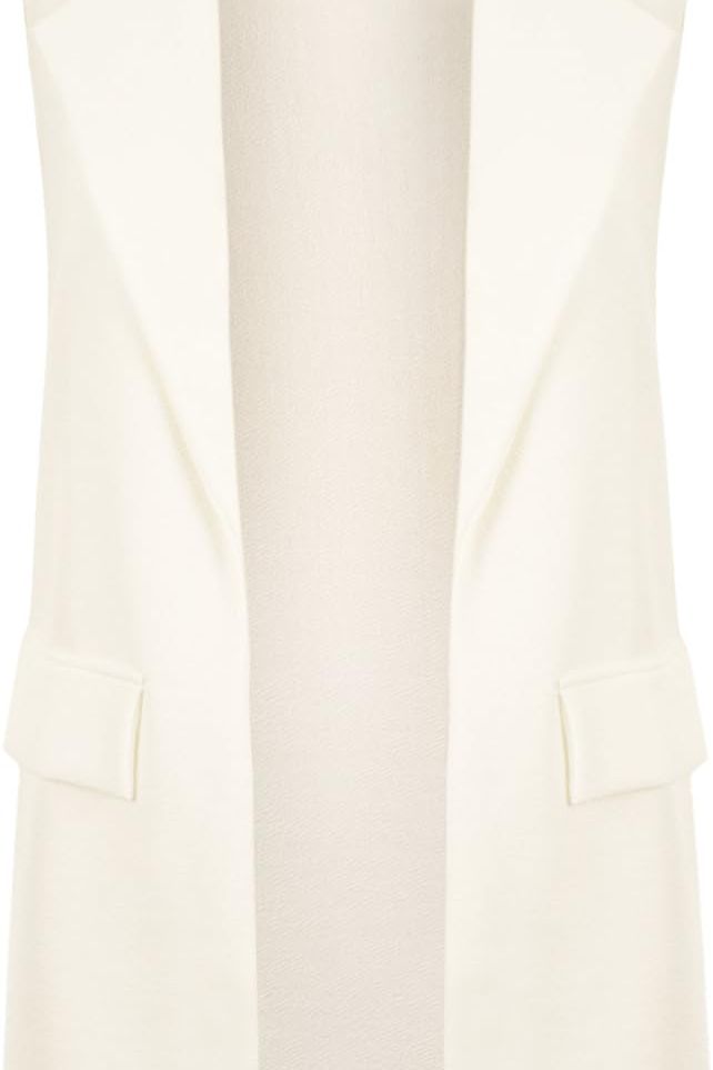 Crepe Open Long Waistcoat Pocket Top cardigan WearAll Cream 8