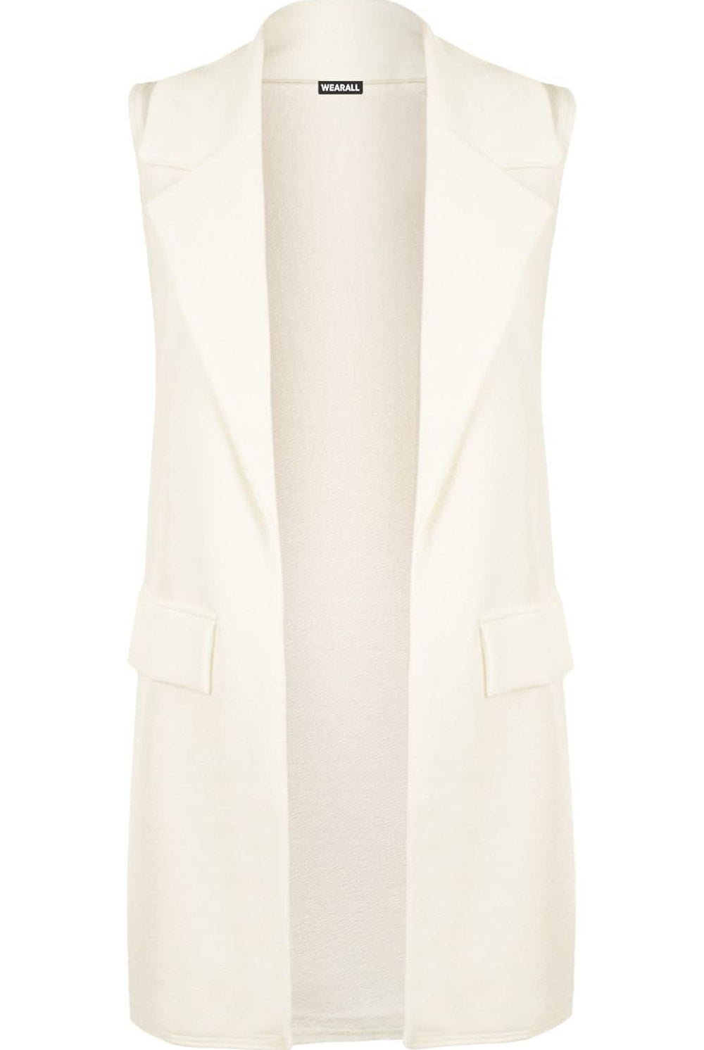 Plus Size Crepe Open Long Waistcoat Pocket Top cardigan WearAll